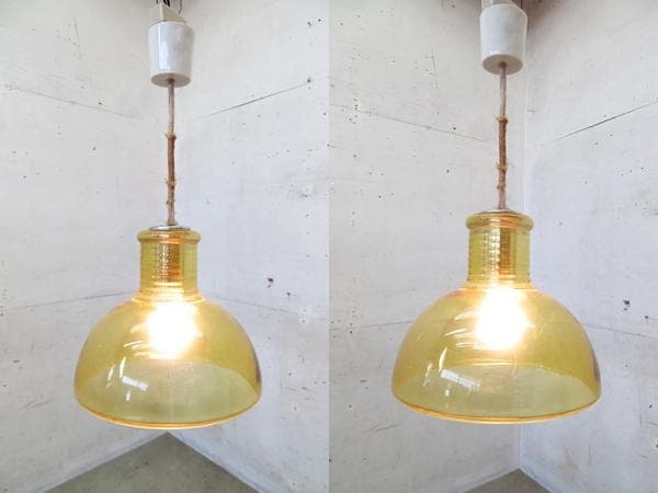 ナショナル■ヴィンテージ■アンバーガラスペンダントライト■天井照明■昭和レトロ