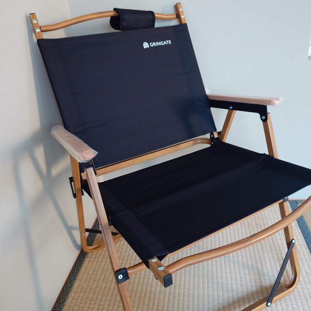 グリンゲート GRINGATE アウトドアチェア 黒 折りたたみ式　ブラック３脚
