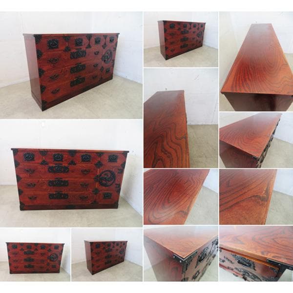 美品■岩谷堂箪笥■伝統工芸品■拭漆■欅■時代箪笥■サイドボード■高級■横長箪笥■