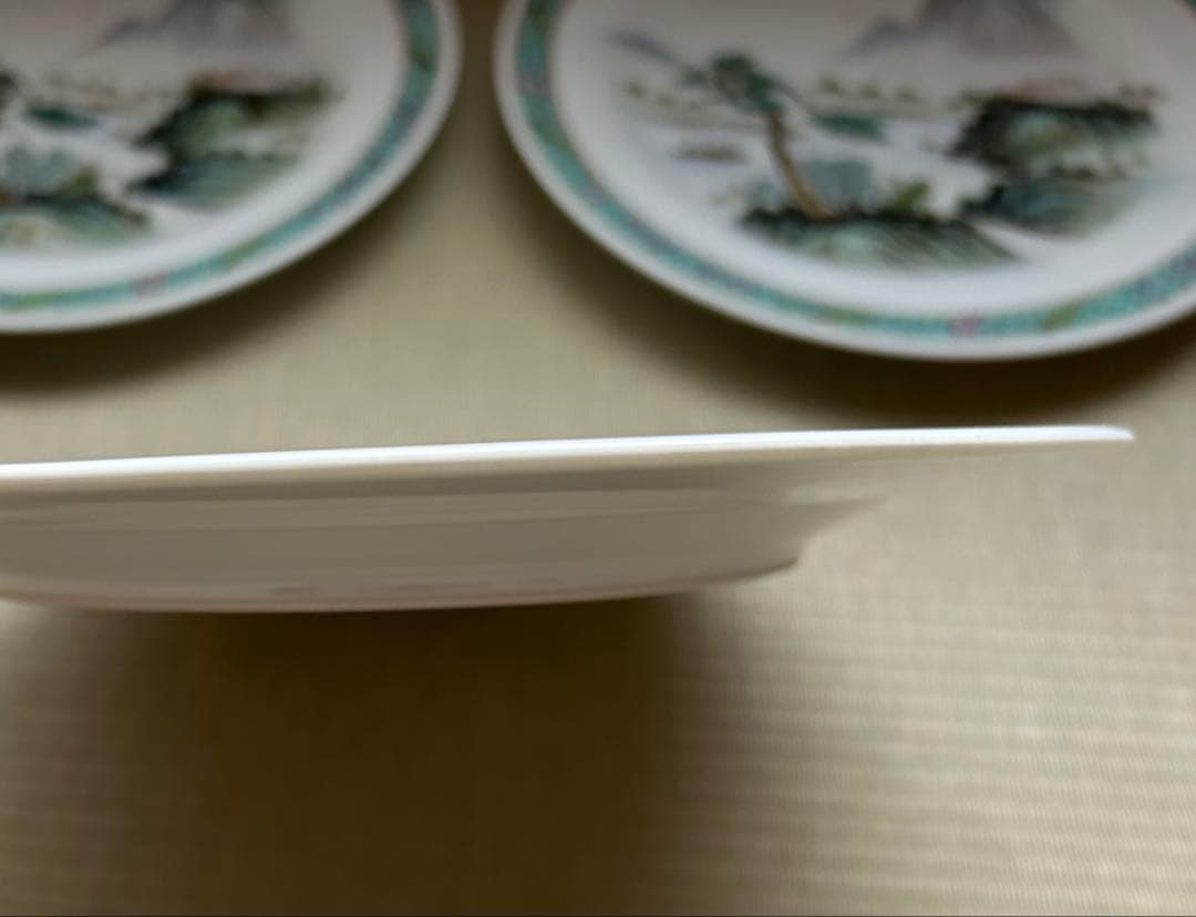 美品◆景徳鎮中華大皿25.5㎝山水画デザインの皿3枚セットプレート