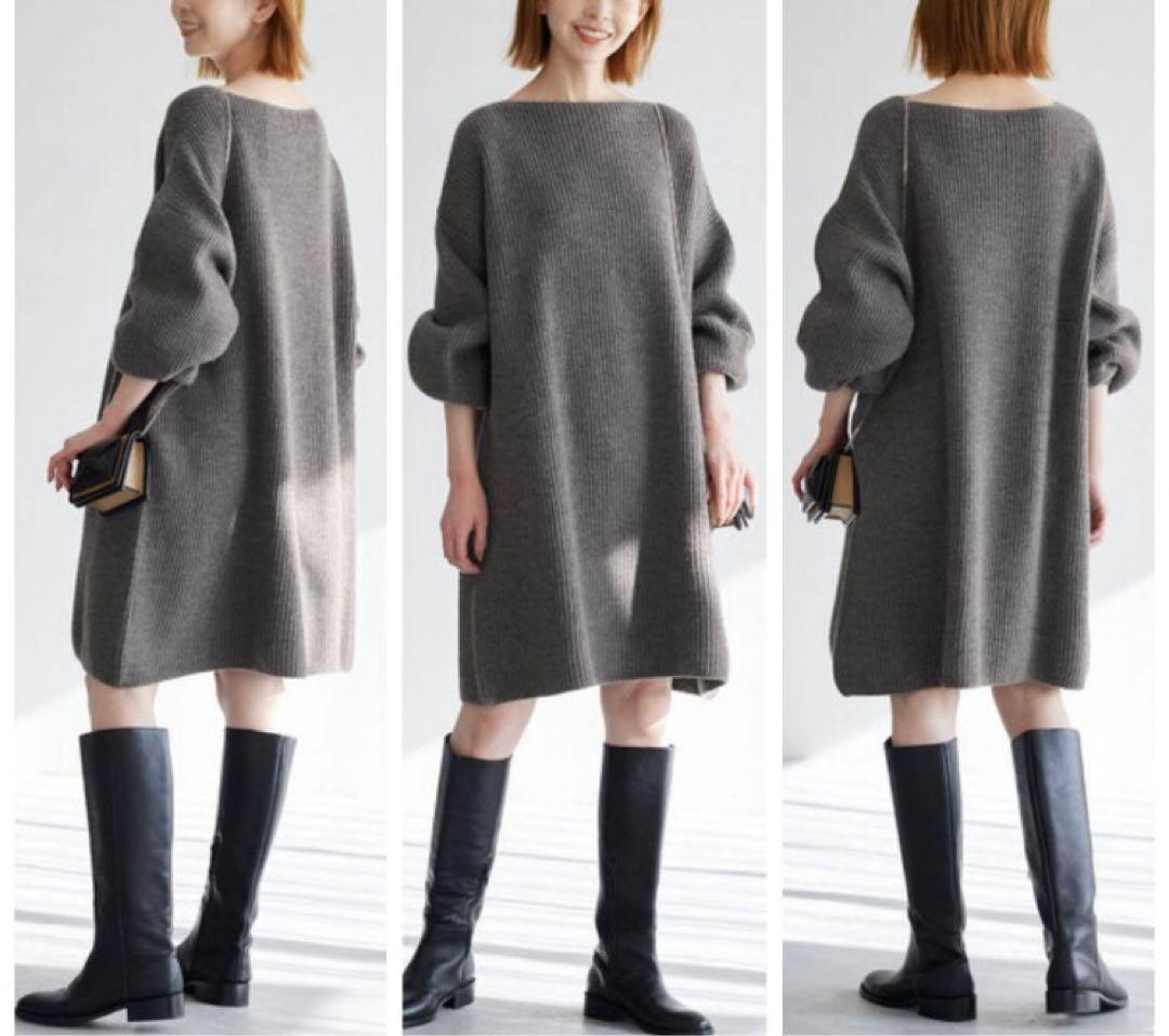 極美品 SLOBE IENA ファインウールニットミニワンピース リブニット