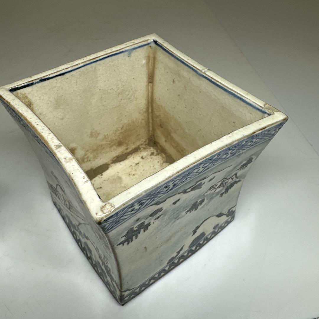 乾山作　雪景山水火入　一対　木箱付　幅約9㎝　本Y7-0414☆1Fトトオカ