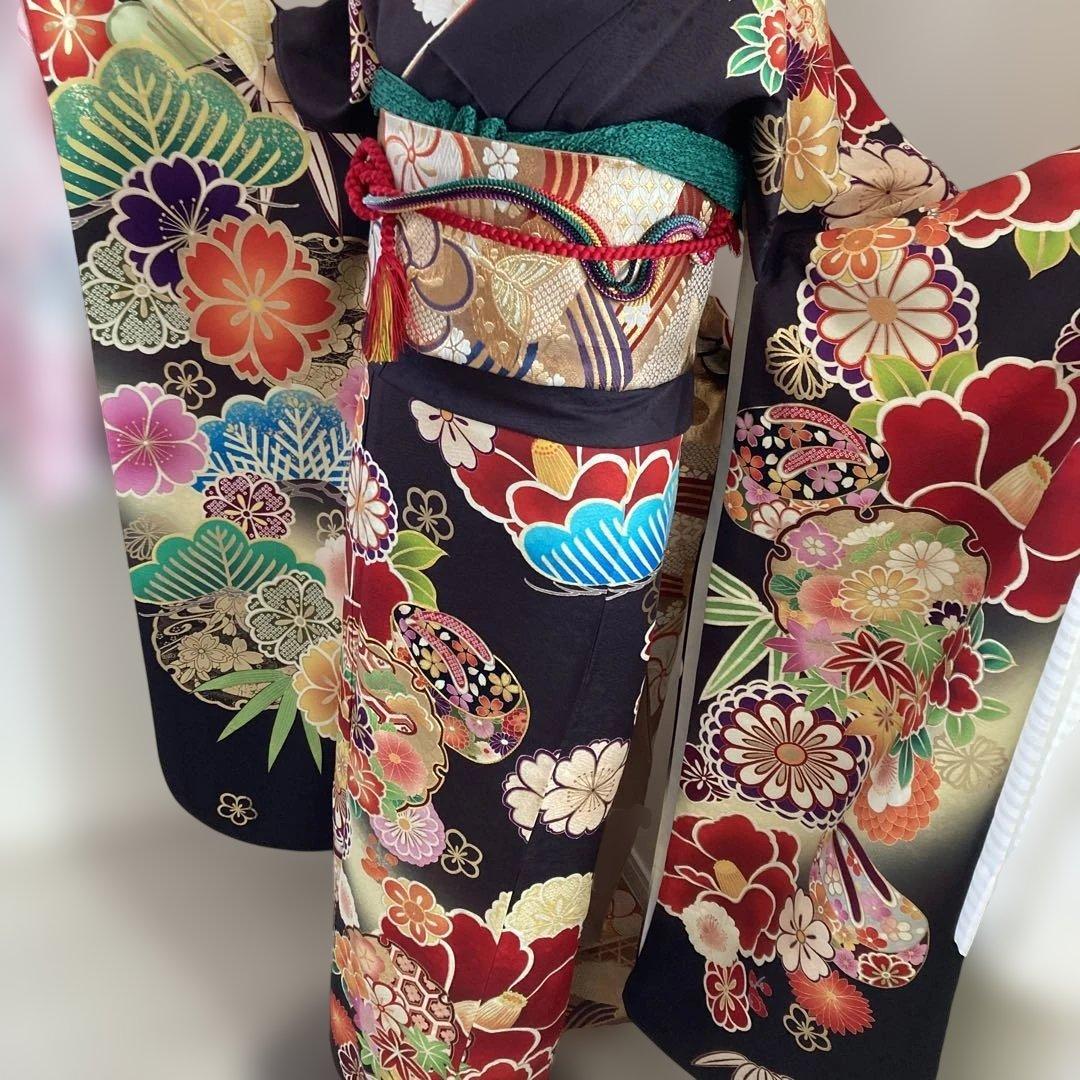 未使用に近い　振袖フルセットお探しの方に　王道古典柄　大輪