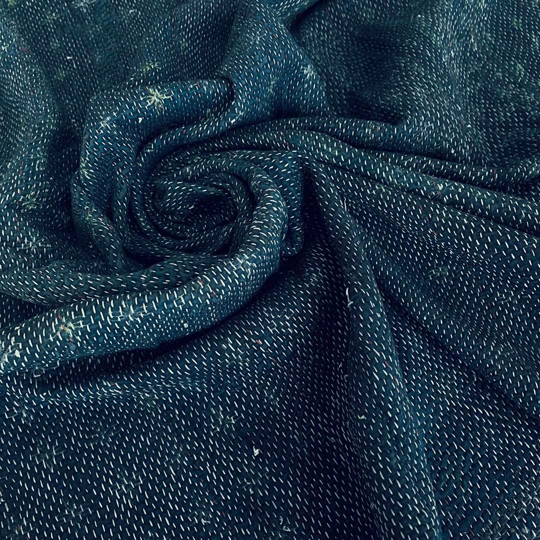 インド 藍染 ヴィンテージキリム ラグ 刺し子