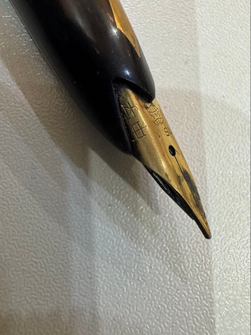 PLATINUM 万年筆 黒 細字　18金