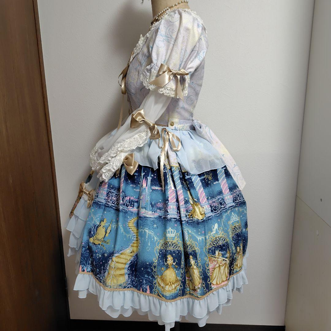 BABY ディズニー シンデレラワンピース カチューシャセット サックス 姫袖