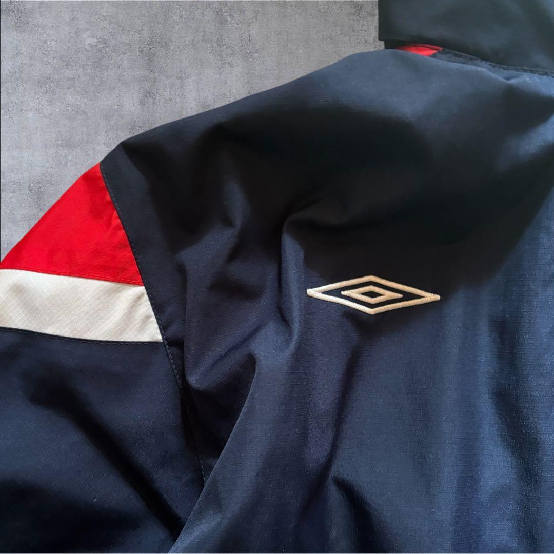【O22】UMBRO×イングランド代表刺繍ナイロンジャケットLネイビー×赤×白