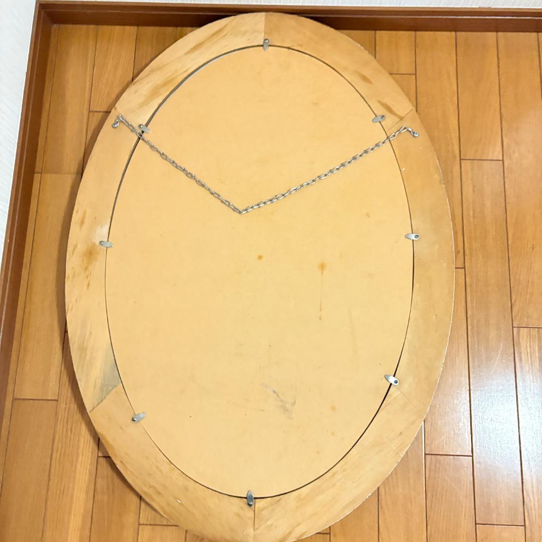 ウォールミラー アンティーク ゴールド装飾 楕円形 壁掛け鏡 レトロ 現状品