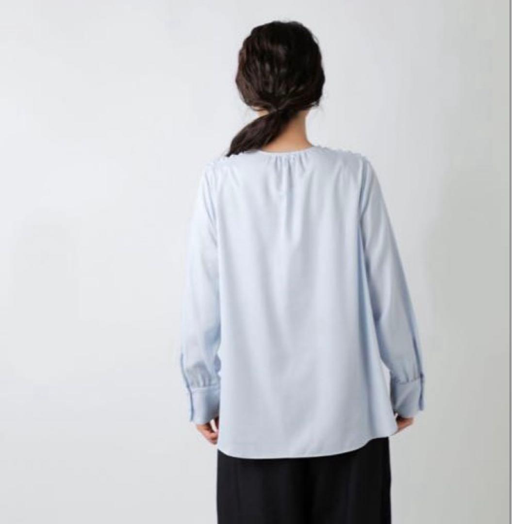✨新品❤️✨SONO ウォッシャブル ちびフリル 長袖 ブラウス ライトブルー　M