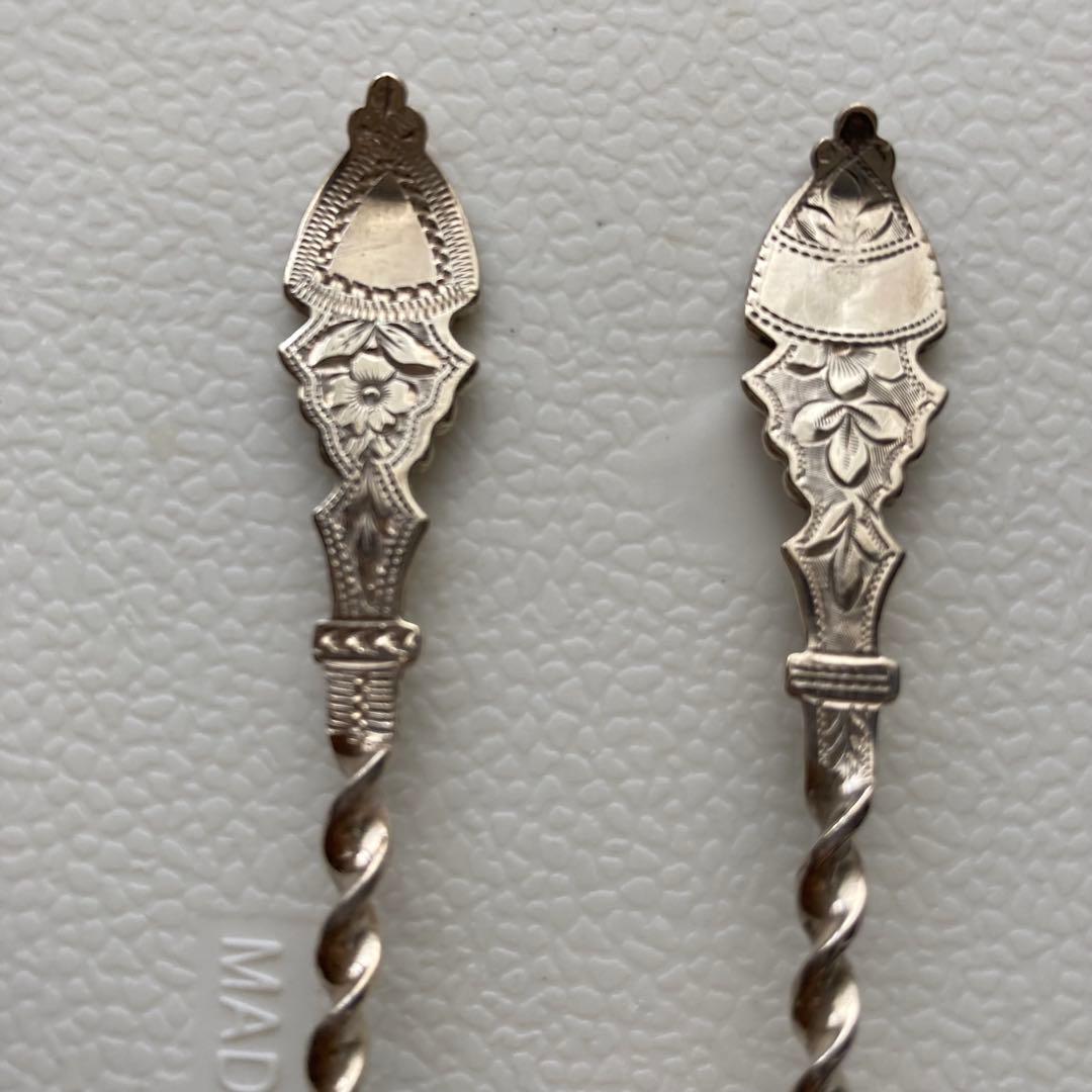 英国アンティーク 純銀製ティースプーン&トングセット　英国バーミンガム