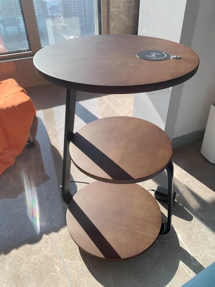 「みかん」3段木製サイドテーブル 間接照明 天然木 完成品発送