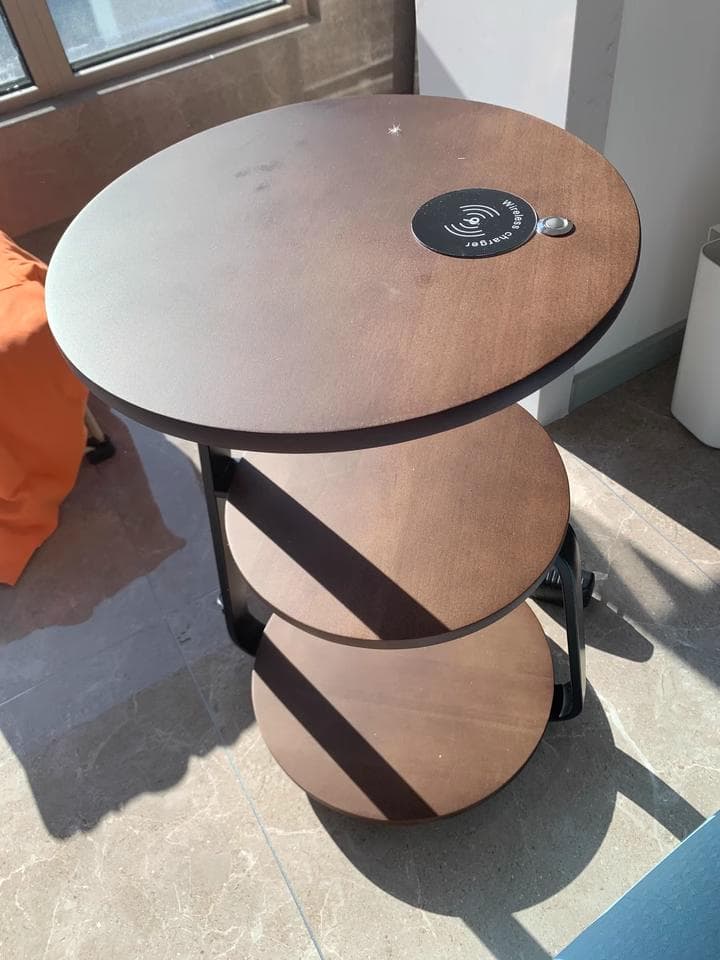 「みかん」3段木製サイドテーブル 間接照明 天然木 完成品発送