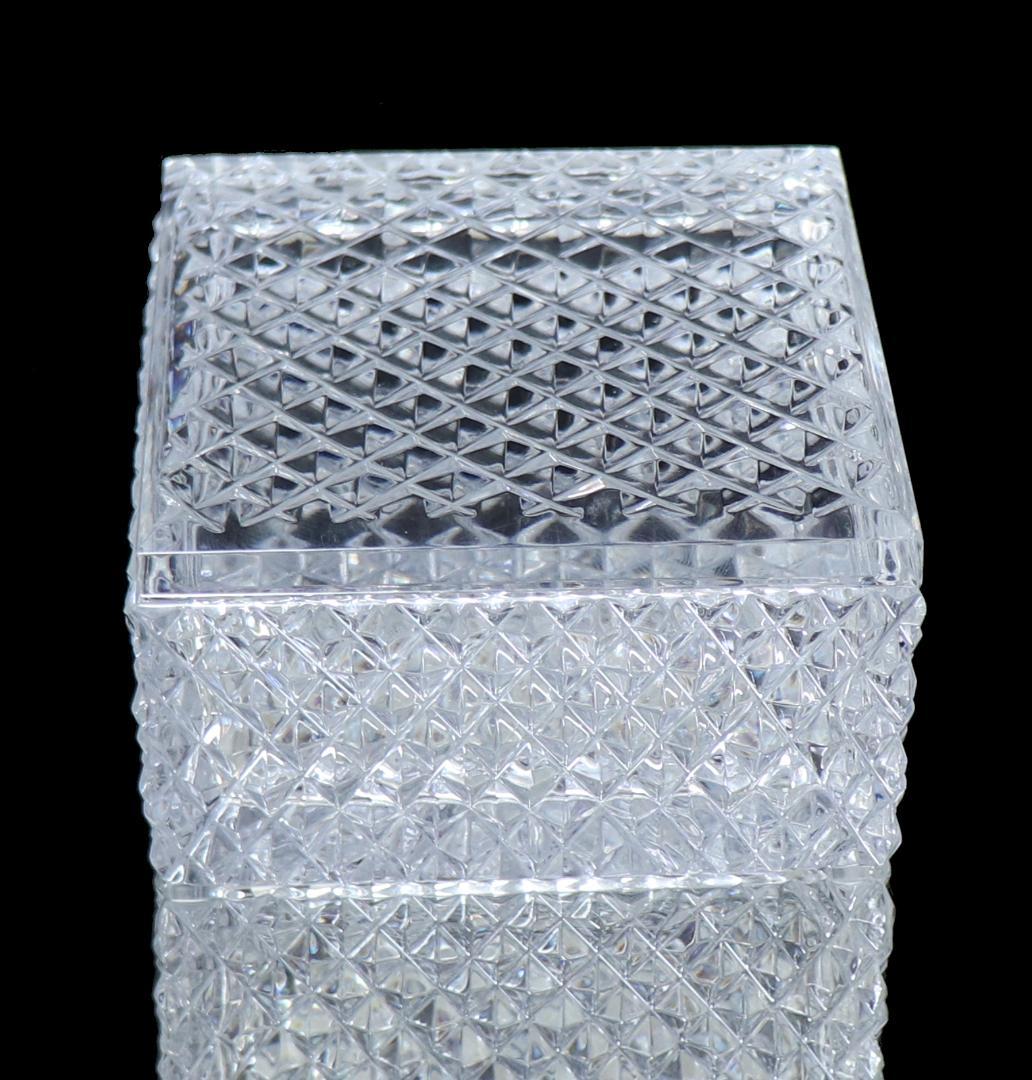 オールド・バカラ 珍品 四角型 ディアマン・ビゾー 切子蓋物 小物入れ 菓子入れ