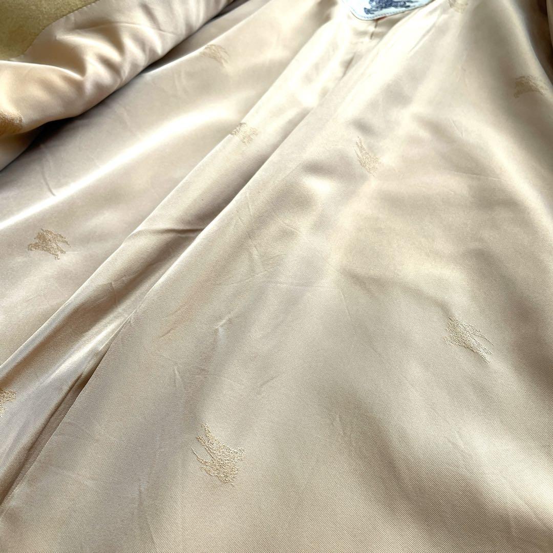 美品 90s Burberry カシミヤ混 ハーフコート 裏地総柄 ベージュ