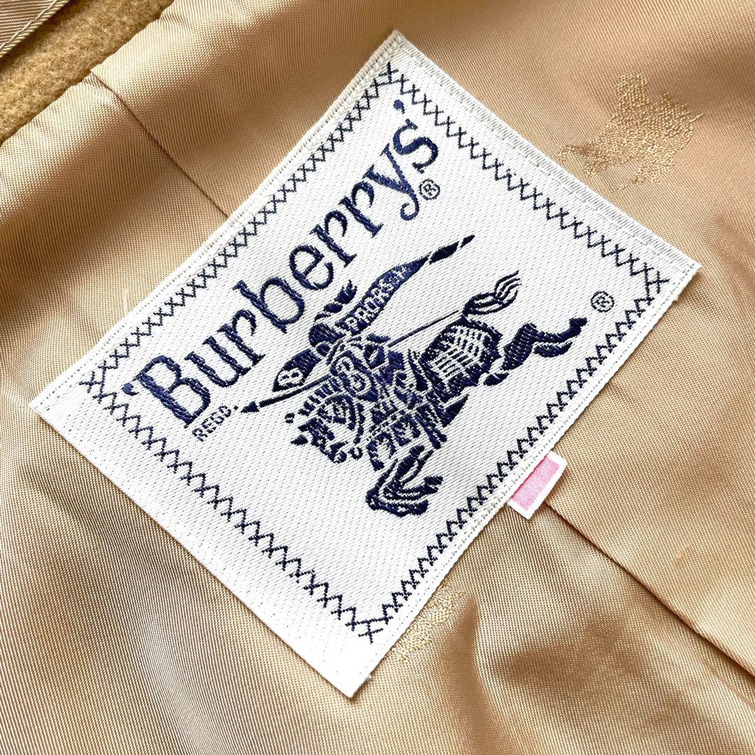 美品 90s Burberry カシミヤ混 ハーフコート 裏地総柄 ベージュ