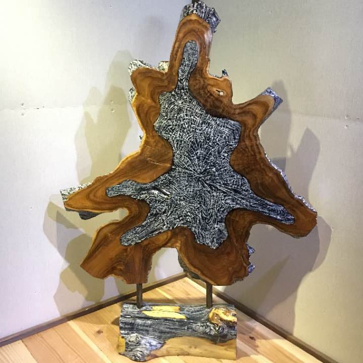 迫力のあるチーク原木オブジェ105.5cm 無垢材 ホテルロビーやエントランスに