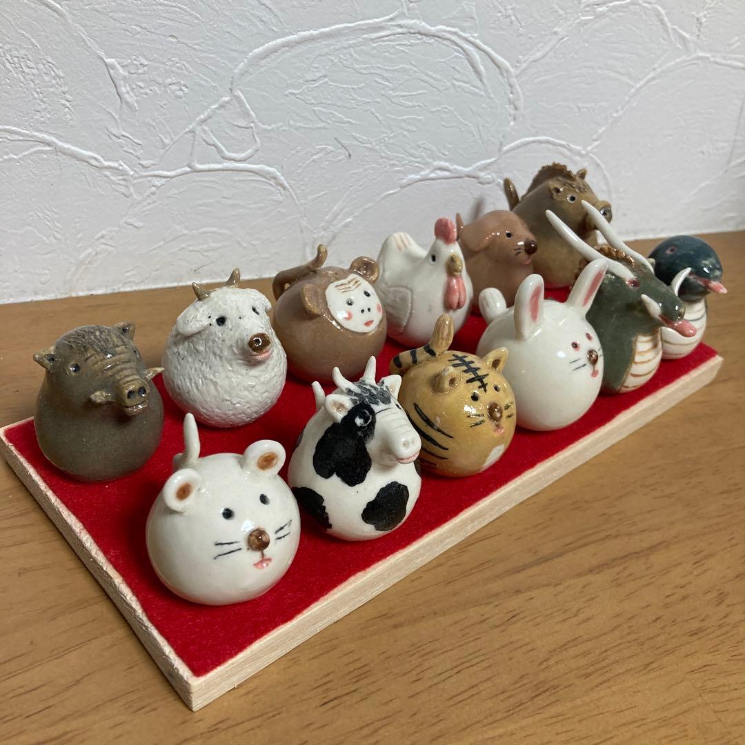 ハンドメイド2 陶器 置物 十二支 干支 正月飾り 午