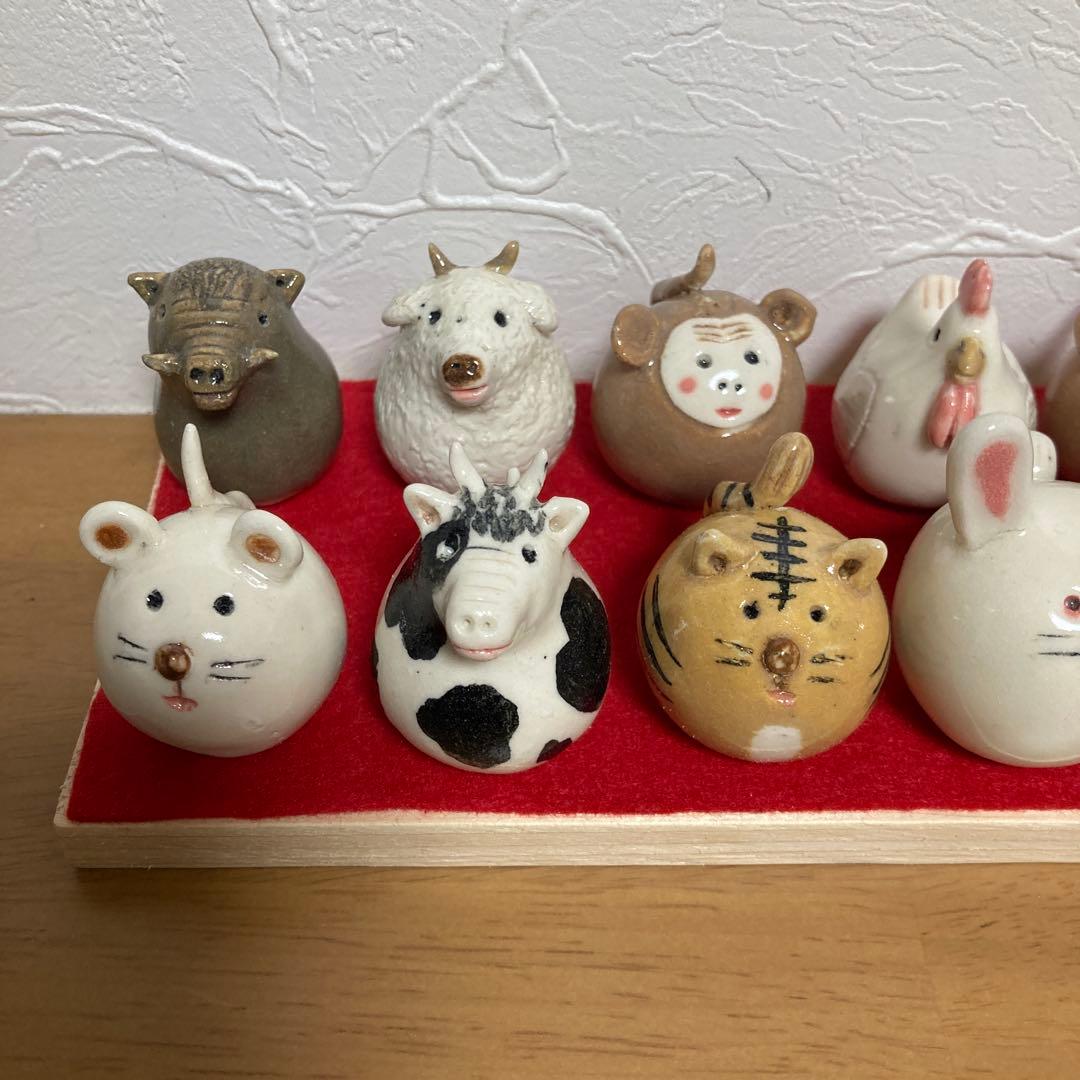 ハンドメイド2 陶器 置物 十二支 干支 正月飾り 午