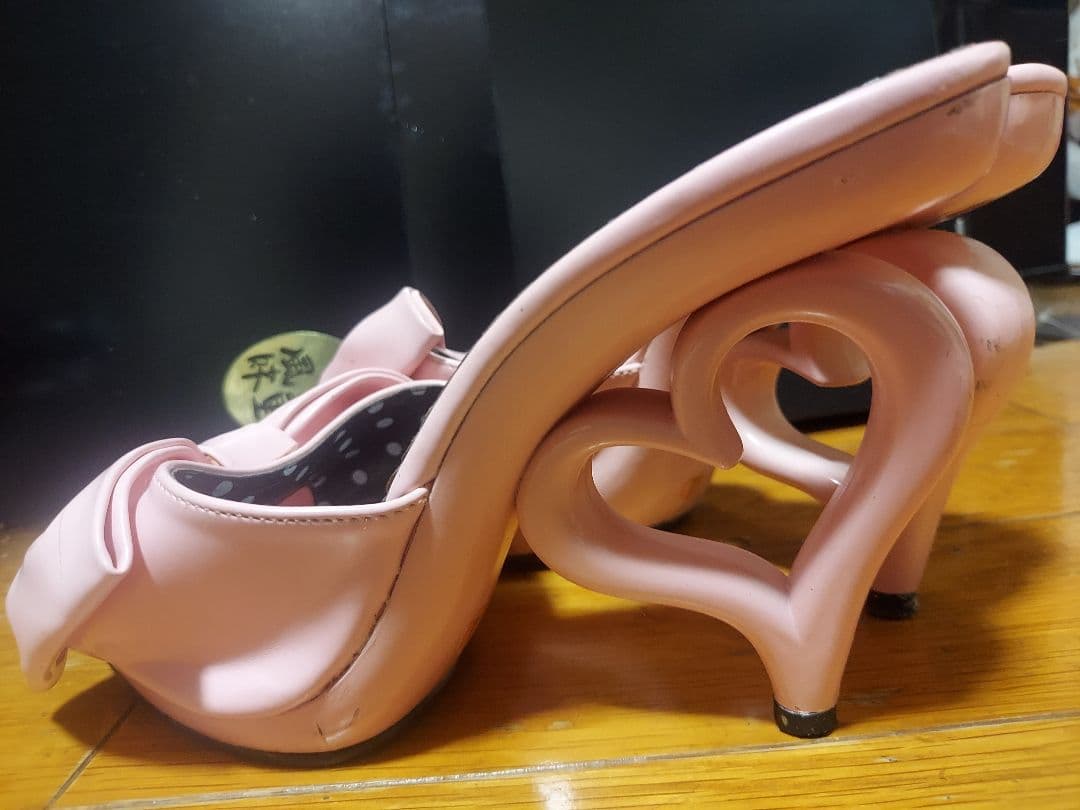 最終値下げ！MARS系量産型系リボン付きハート型ヒールサンダル。LL。値下げ禁止