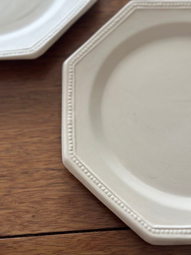 値下げPichon オクトゴナルフランスヴィンテージ2枚八角形ホワイトプレート