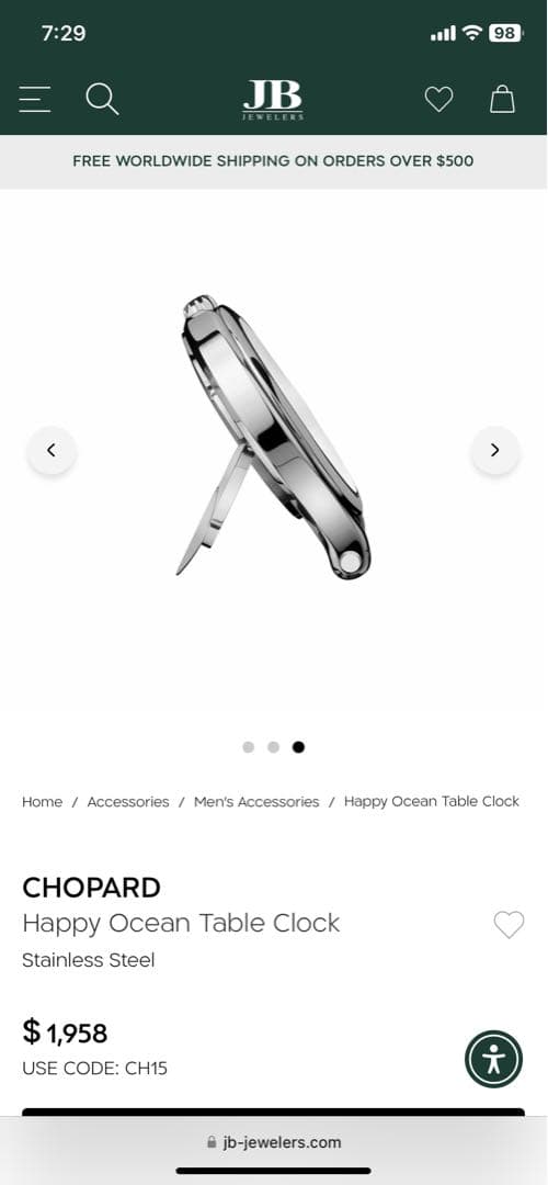 Chopard ショパール ハッピーオーシャン 卓上時計 テーブルクロック正規品