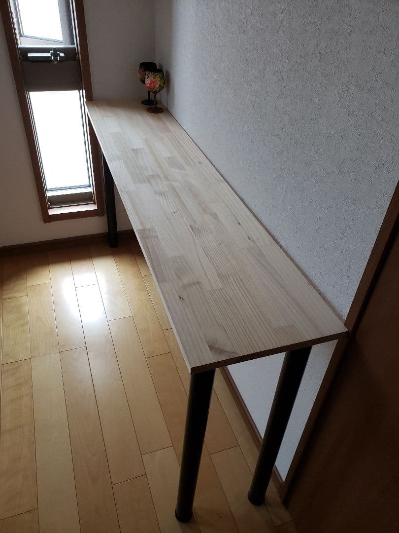 ナチュラル　ハイカウンターテーブル　アイアン　無塗装　ナチュラル