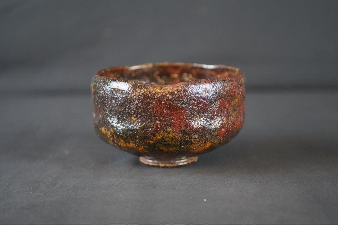 加藤石春 作 立田錦 楽焼 抹茶椀 紙箱 茶道具