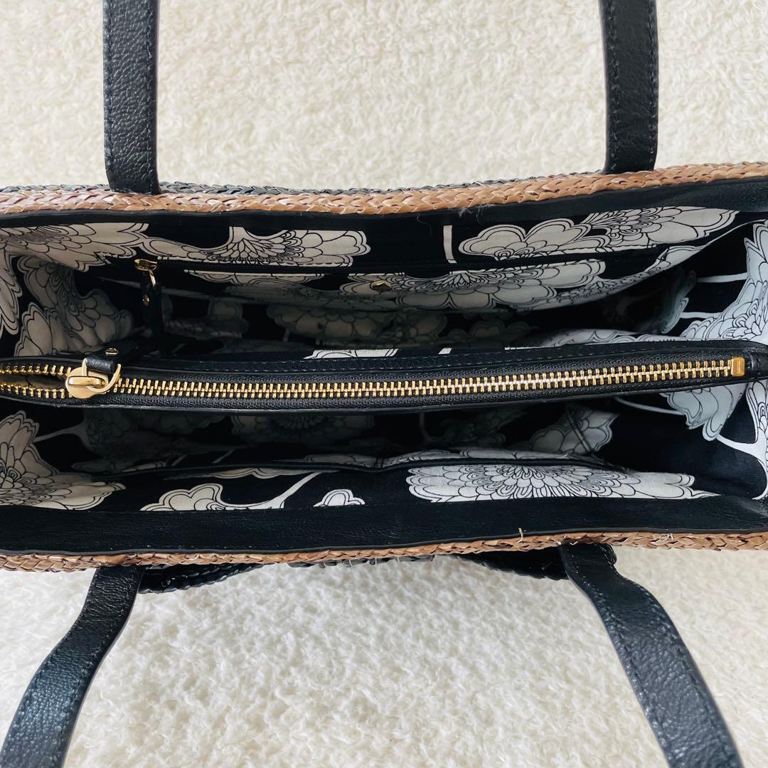 【美品】kate spade カゴバッグ ハンドバッグ バイカラー リボン