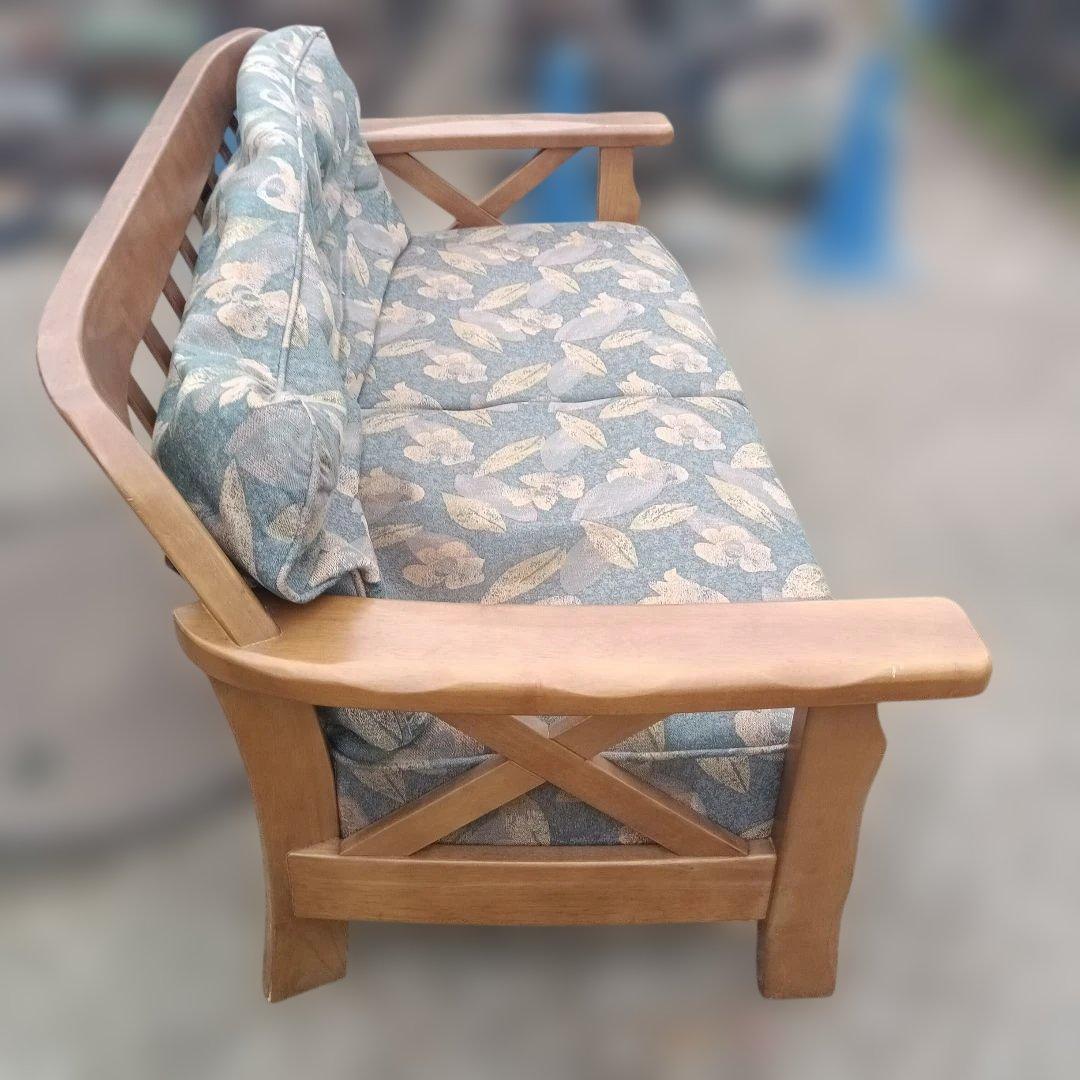 5077）カリモク　２人掛けソファー　難有品