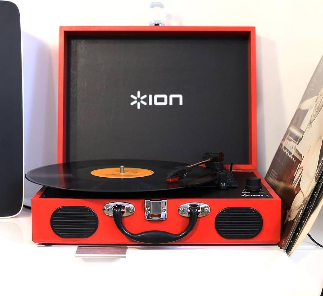 ポータブルレコードプレーヤー スーツケース型 スピーカー内蔵 レトロ レッド