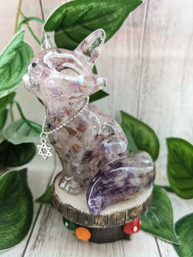 【睦月】レインボーオーラ水晶の魔法のステッキ形オルゴナイト☆他３点