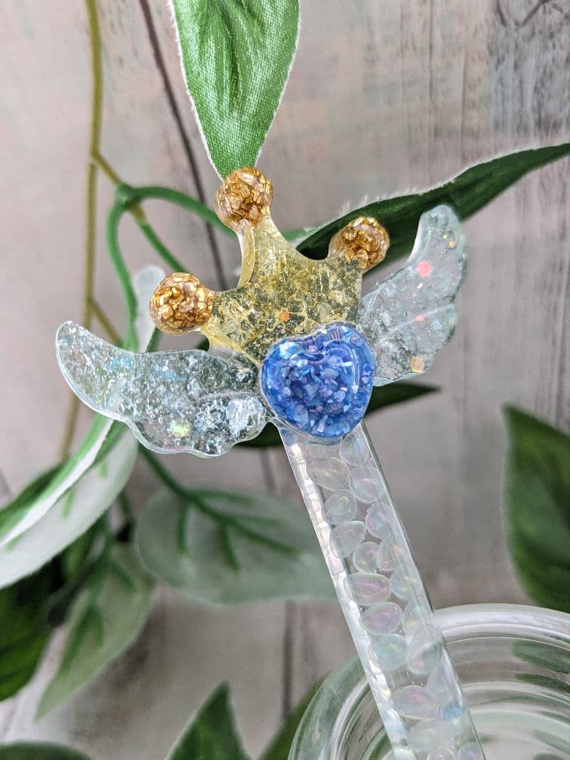 【睦月】レインボーオーラ水晶の魔法のステッキ形オルゴナイト☆他３点