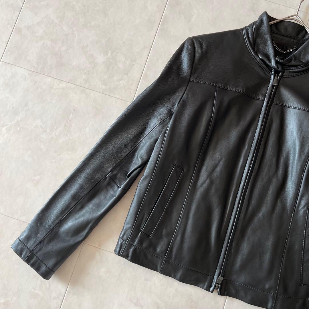 美品✨23区 ラムレザージャケット ブラック 38 羊革 シングルライダース