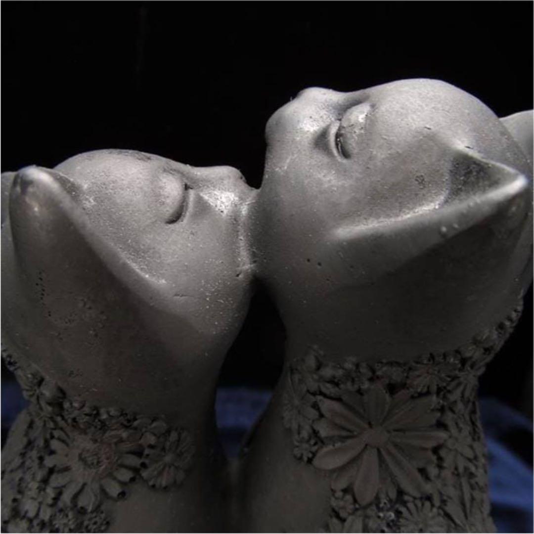 ★特選一品★希少レア☆繊細フラワー彫刻【愛らしい夫婦猫シュンガイトねこ置物】❤️