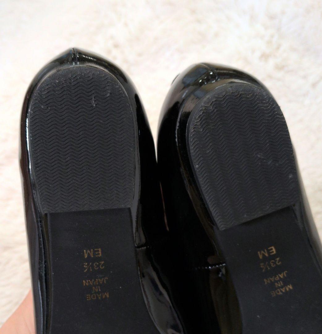 【美品】ダイアナ オペラシューズ ポインテッドトゥ リボン エナメル フラット