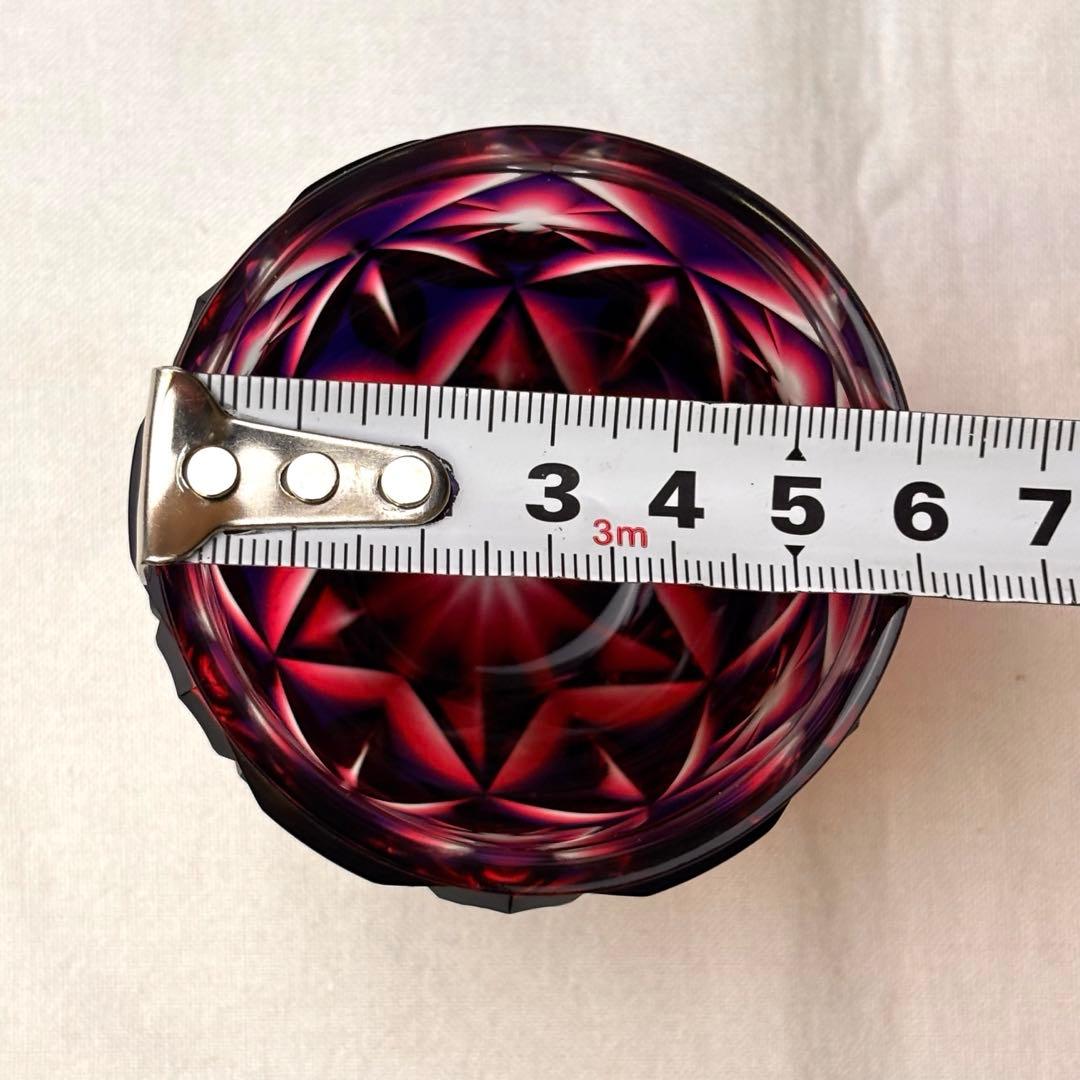 二色衣 島津薩摩切子 二色被せガラス 切子猪口 赤