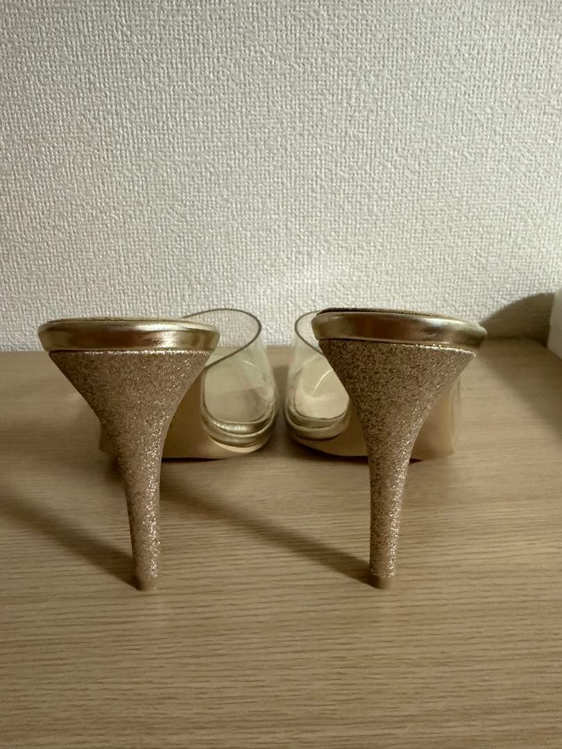 【美品】DIANA クリアヒールサンダル 25.5cmゴールド　即購入歓迎！