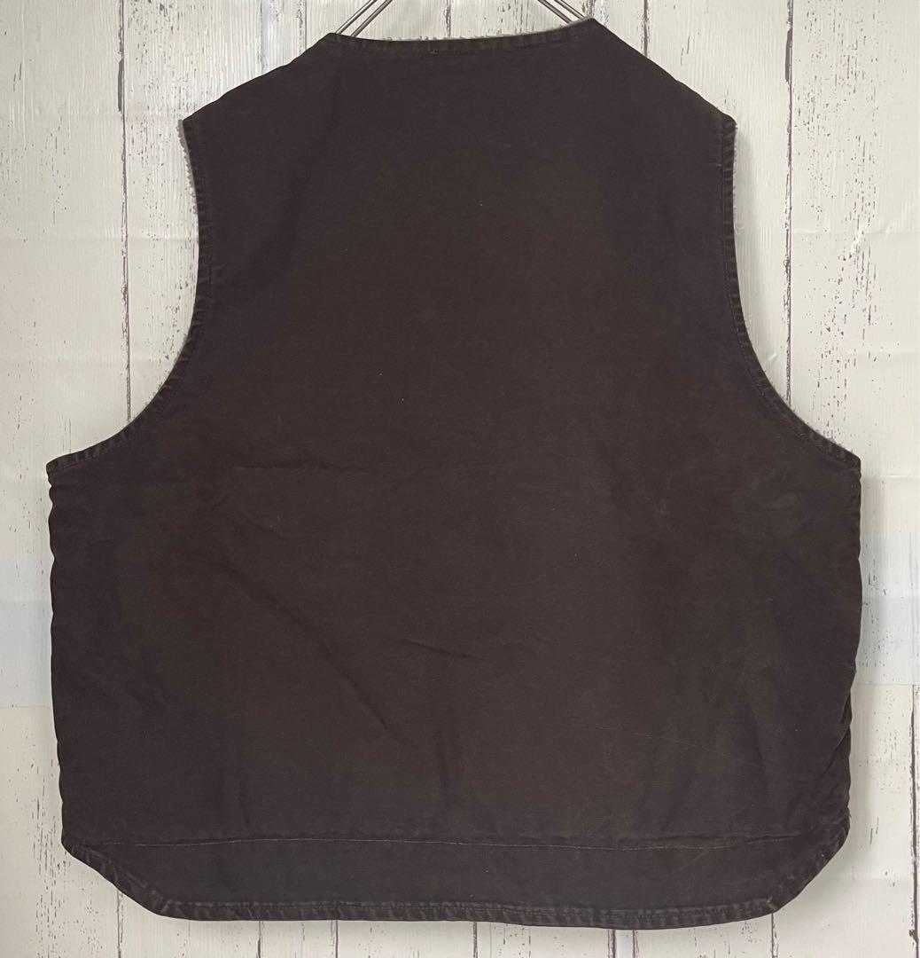 【貴重】カーハート　Carhartt ダックベスト　ボア　ダークブラウン 2XL