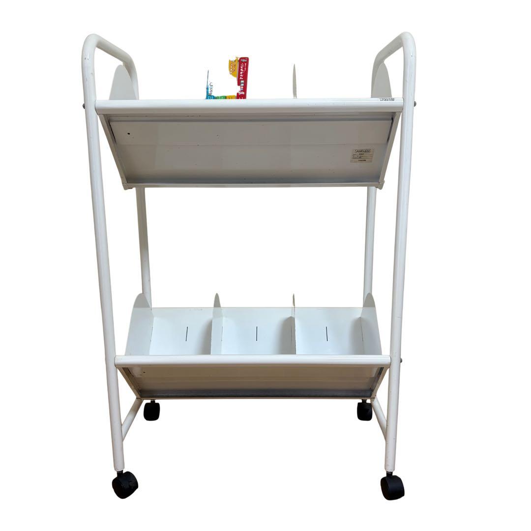 トヨダ ファイルワゴン 2段 仕切り8枚付 キャスター付 ホワイト BR-2