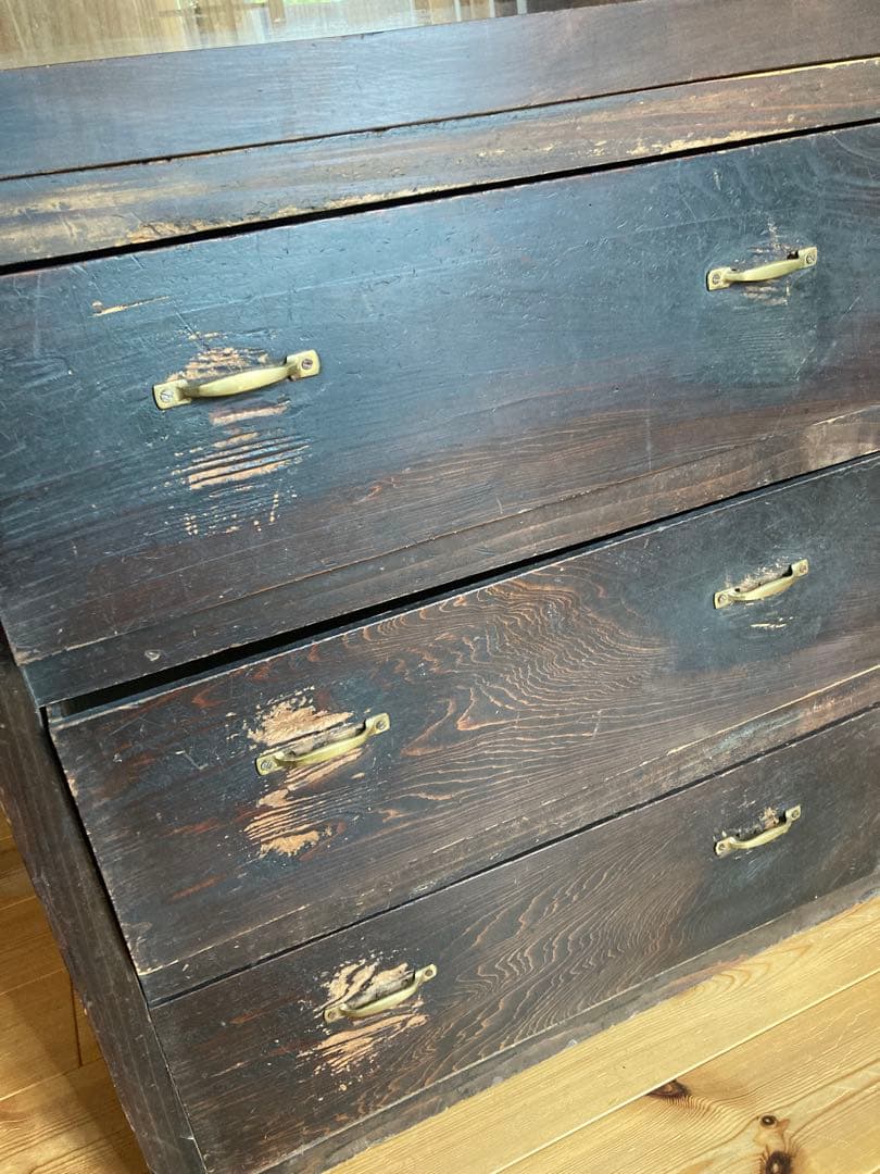 値下げしました ガラス扉付き木製古家具