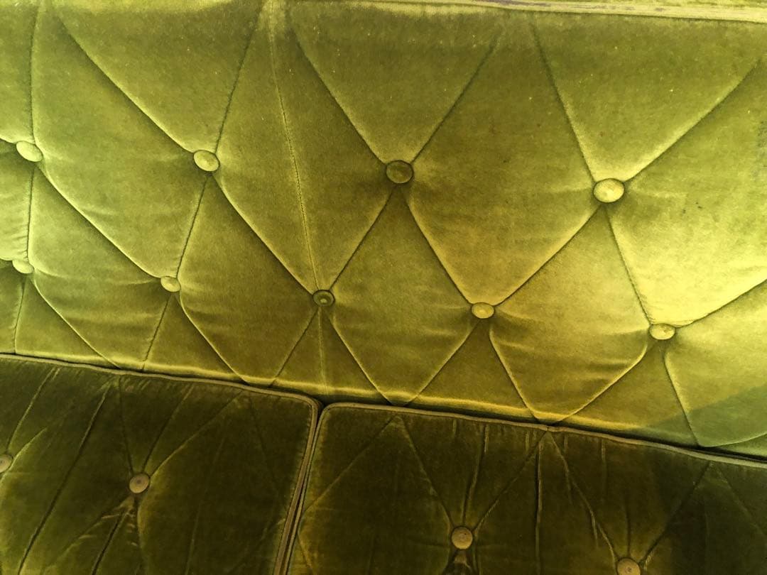 【ジャンク品】カリモク60 ロビーチェア 2シーター モケットグリーン