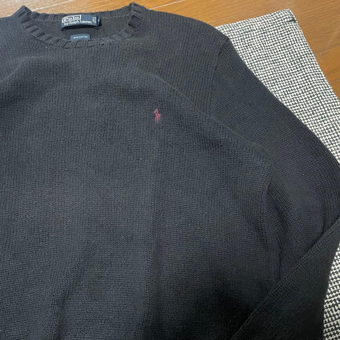 90s ポロ ラルフ ローレン コットンニット　ワンポイント　ブラック