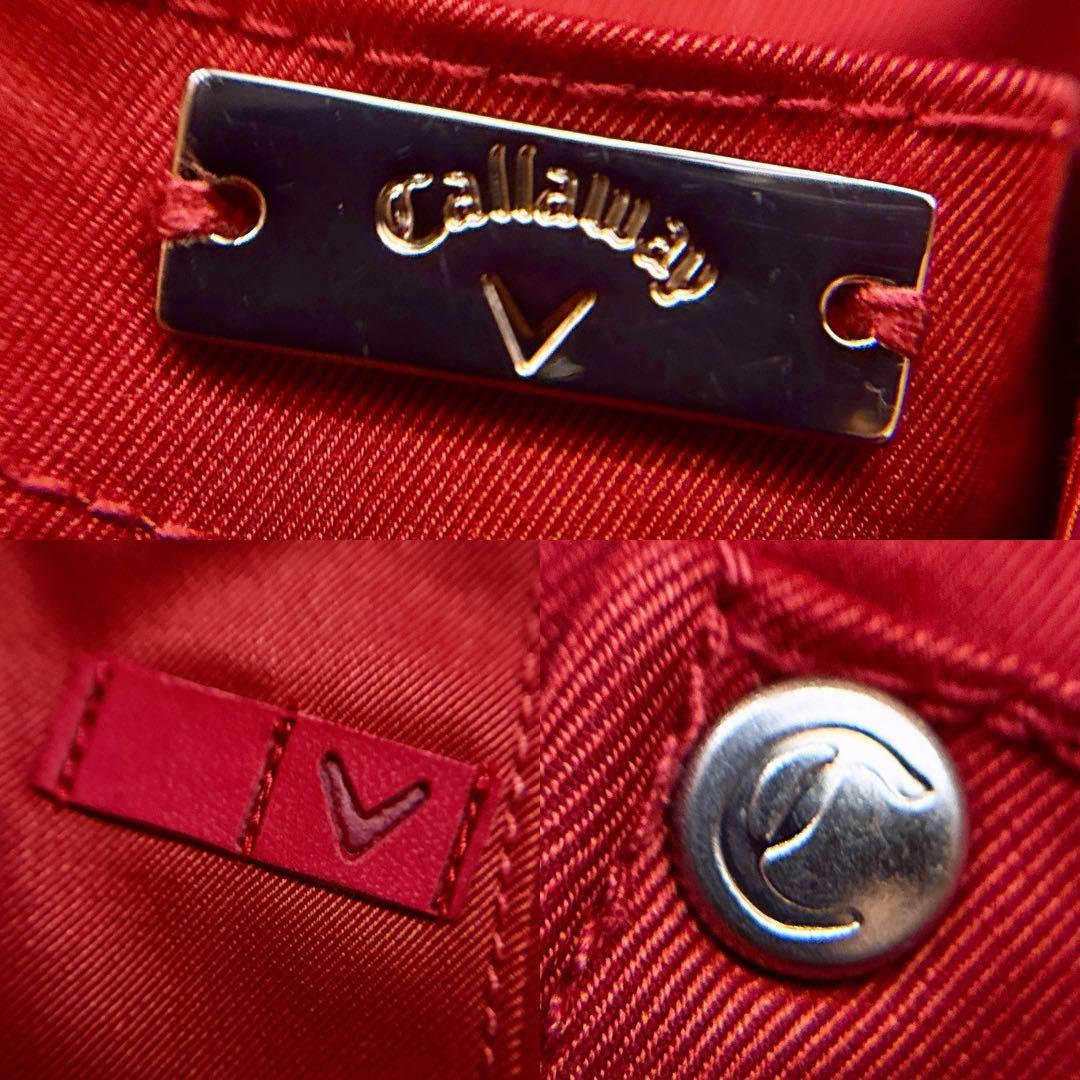 【キャロウェイ】ゴルフ ロング パンツ 6ポケット M 赤レッド×シルバー