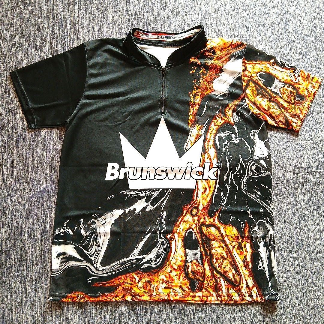 ボウリングウェア　ブランズウィック　ブラック　サイズM　マーブル　ハーフジップ