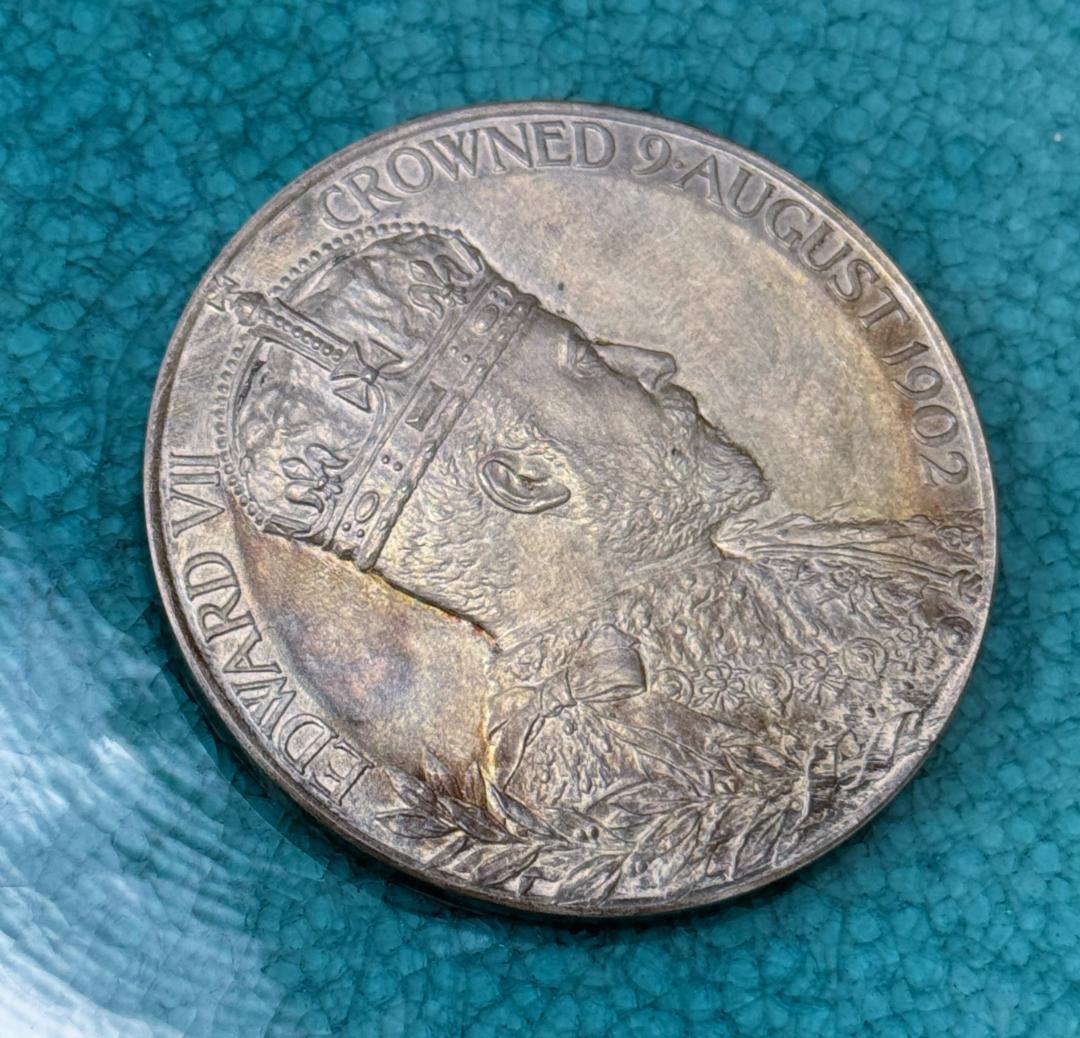 1902 イギリス エドワード アレクサンドラ コロネーション 大型 銀 メダル