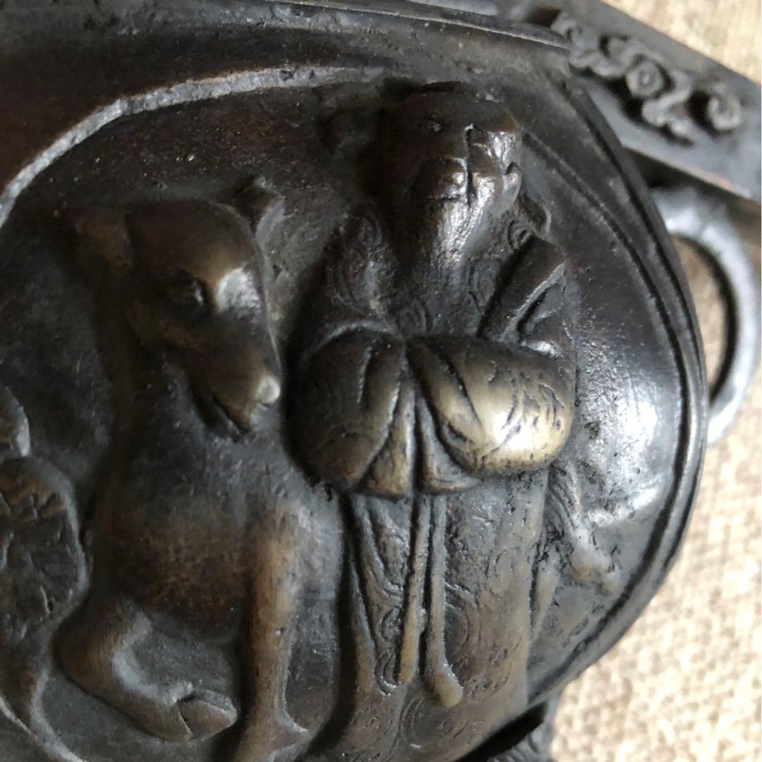 時代 香炉 矢立 銅製　大明宣徳