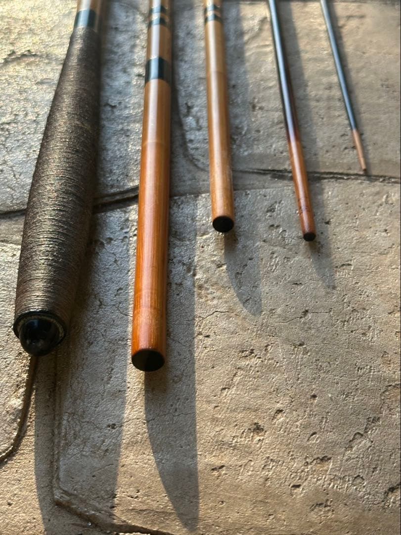 14尺1寸 ４本継 へら竿　浮草 一生 朴石作 硬式 節巻 綿握り