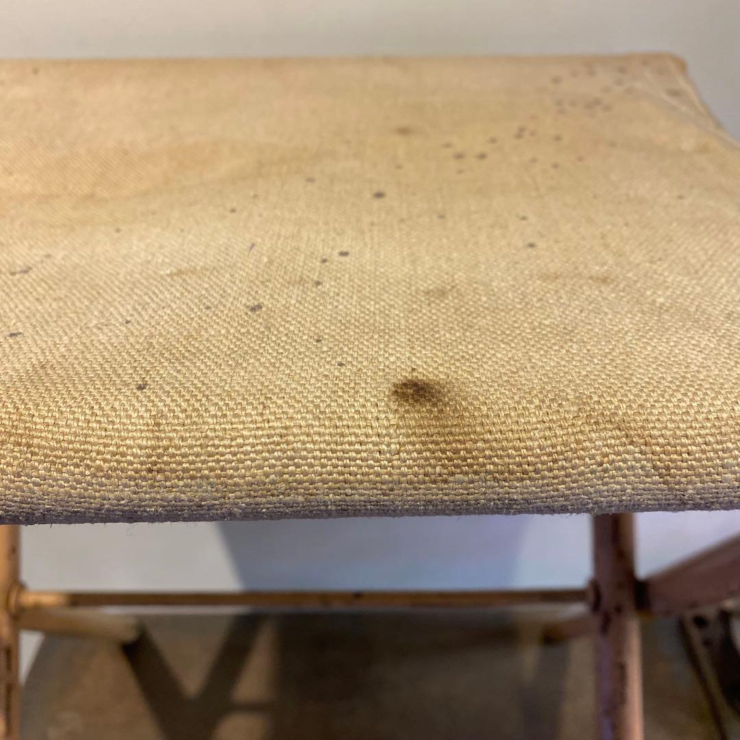 座面がキャンバス地のフォールディングチェア 折りたたみ椅子 アンティーク