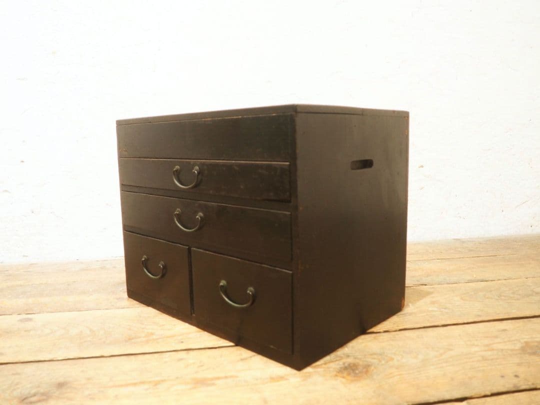 1274 シックな色合いの収納箱　小引き出し　裁縫箱　古家具　レトロ　ケース