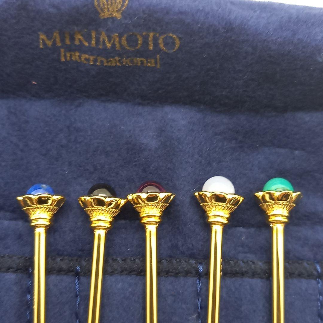 【未使用】ミキモト 半貴石 ピック5本セット/カトラリー5客セット